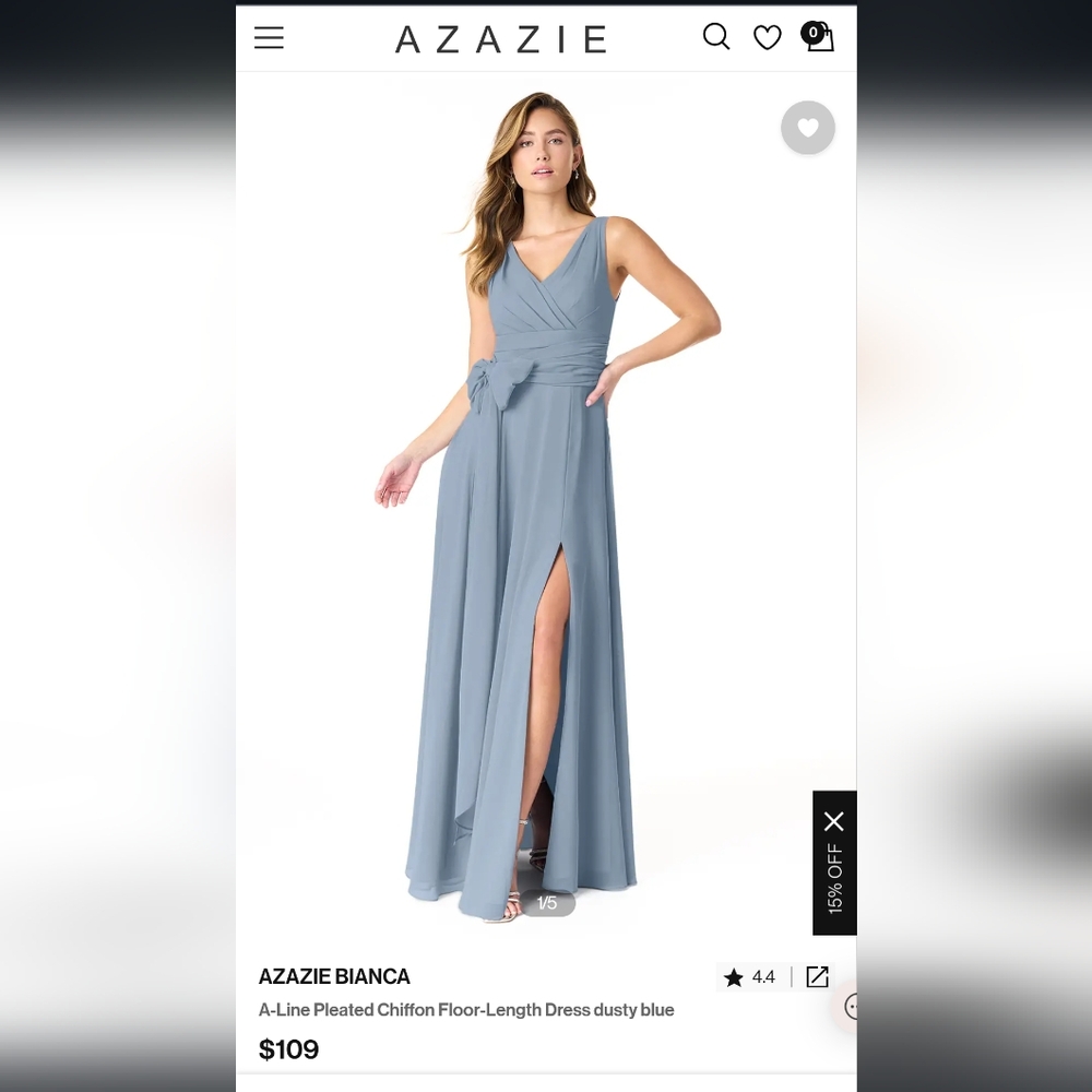 Azazie Bianca Dusty Blue size A8